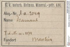 Etiketten zu Diamant (NHMW-MIN-Aa2049)